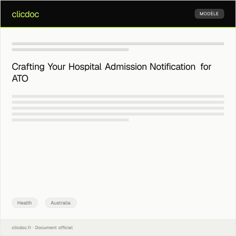 Document preview: Notification of Hospital Admission — Health, Australia