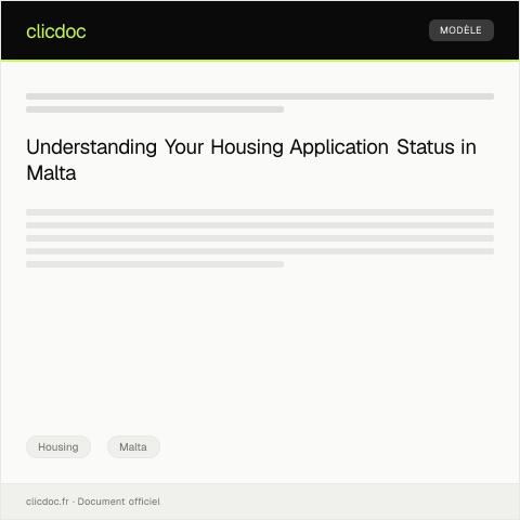 Document preview: Notification of Housing Application Status — Housing, Malta