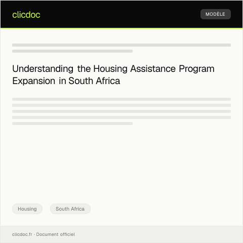 Document preview: Notification of Housing Assistance Program Expansion — Housing, South Africa