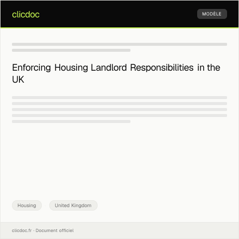 Document preview: Notification of Housing Landlord Responsibilities Enforcement — Housing, United Kingdom