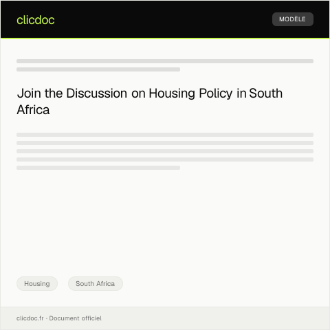 Document preview: Notification of Housing Policy Consultation Meetings — Housing, South Africa