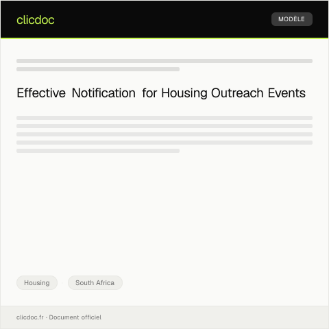 Document preview: Notification of Housing Program Outreach Events — Housing, South Africa