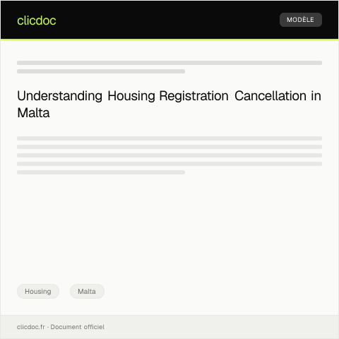 Document preview: Notification of Housing Registration Cancellation — Housing, Malta