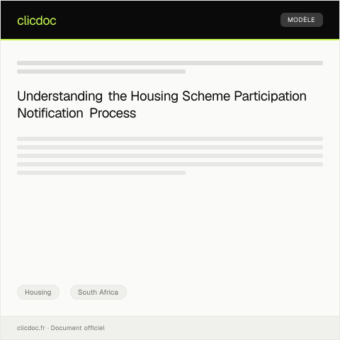 Document preview: Notification of Housing Scheme Participation from Local Municipality — Housing, South Africa