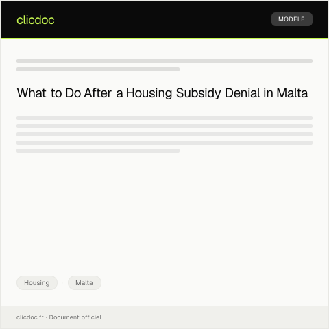Document preview: Notification of Housing Subsidy Denial — Housing, Malta