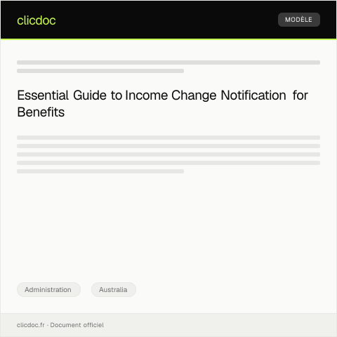 Document preview: Notification of Income Change for Government Benefits — Administration, Australia