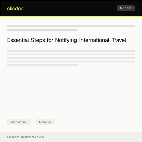 Document preview: Notification of International Travel by Citizens — International, Mauritius