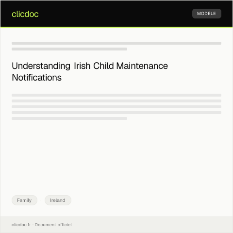 Document preview: Notification of Irish Child Maintenance Arrangements — Family, Ireland