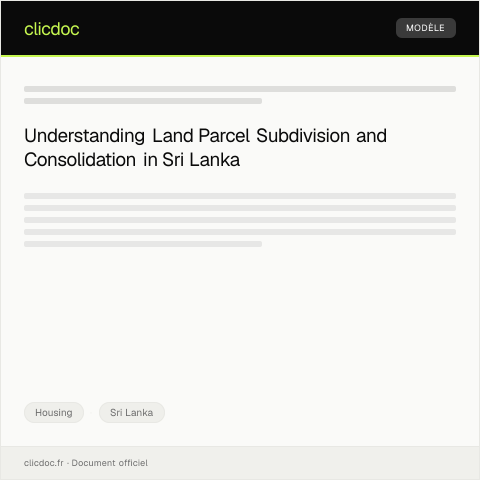 Document preview: Notification of Subdivision or Consolidation of Land Parcel — Housing, Sri Lanka