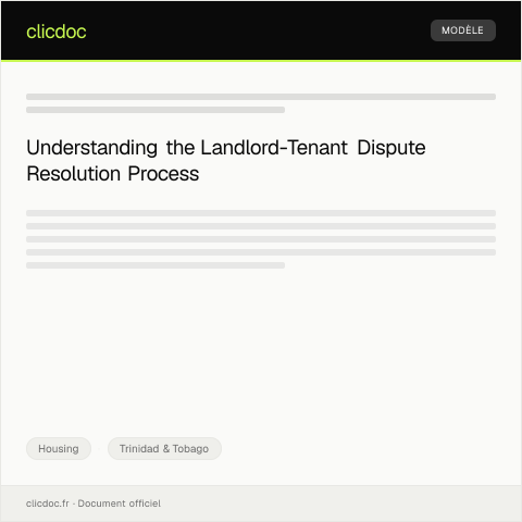 Document preview: Notification of Landlord-Tenant Dispute Resolution Process — Housing, Trinidad & Tobago