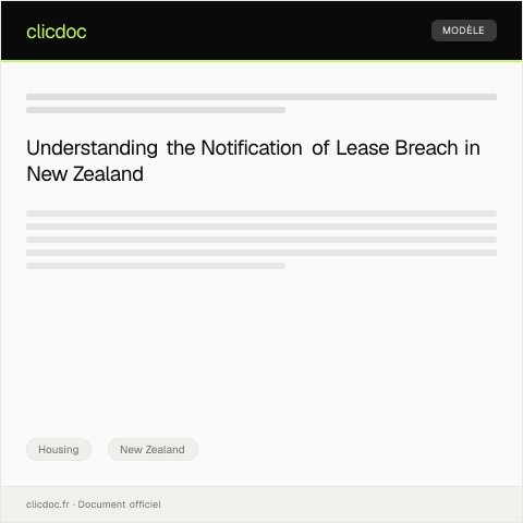 Document preview: Notification of Lease Breach / Pānui mō te Takahi Kirimana Rāhui — Housing, New Zealand