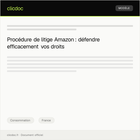 Aperçu du document Notification de litige pour un achat sur Amazon.fr — Consommation, France