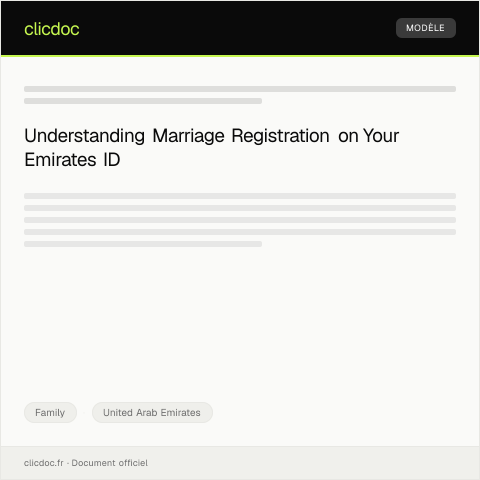 Document preview: Notification of Marriage Registration on Emirates ID — Family, United Arab Emirates
