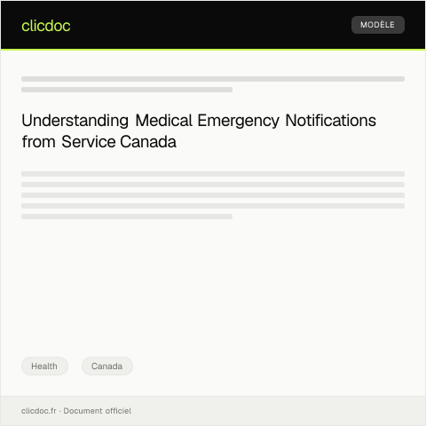Document preview: Notification of Medical Emergency / Notification d'urgence médicale — Health, Canada