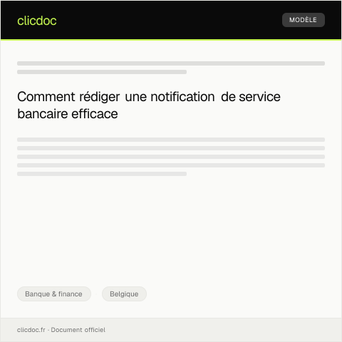 Aperçu du document Notification de mise en place d’un nouveau service bancaire — Banque & finance, Belgique