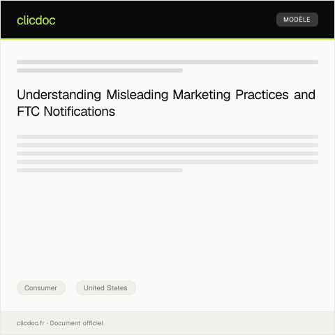 Document preview: Notification of Misleading Marketing Practices — Federal Trade Commission — Consumer, United States