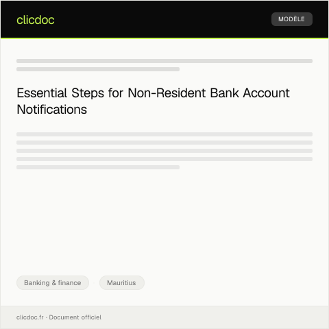 Document preview: Notification of Non-Resident Bank Account Opening — Banking & finance, Mauritius