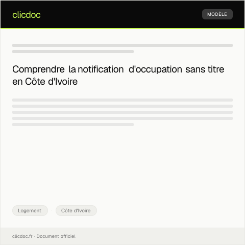 Aperçu du document Notification d'occupation sans titre — Logement, Côte d'Ivoire