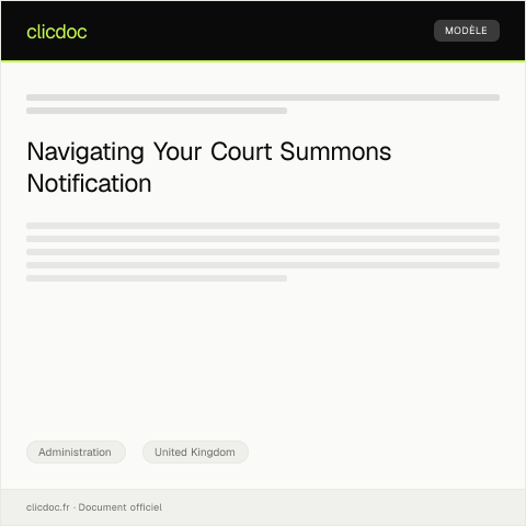 Document preview: Notification of a Court Summons — Administration, United Kingdom