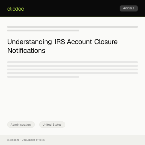 Document preview: Notification of Account Closure — Administration, United States