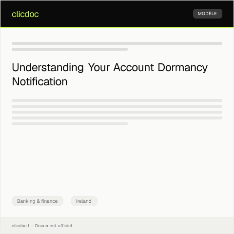 Document preview: Notification of Account Dormancy — Banking & finance, Ireland