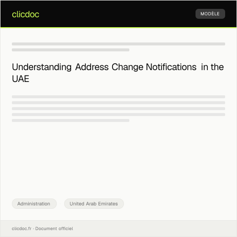 Document preview: Notification of Address Change for Emirates ID Registration — Administration, United Arab Emirates
