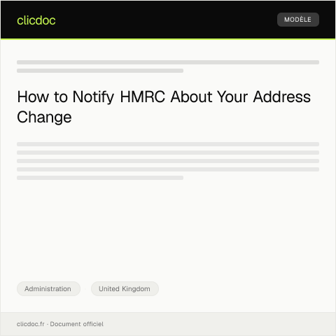 Document preview: Notification of Address Change to HMRC — Administration, United Kingdom