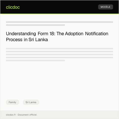 Document preview: Notification of Adoption – Form 18 — Family, Sri Lanka