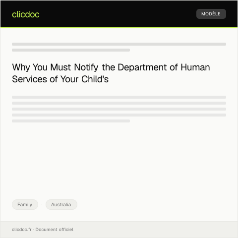 Document preview: Notification of Birth to the Department of Human Services — Family, Australia