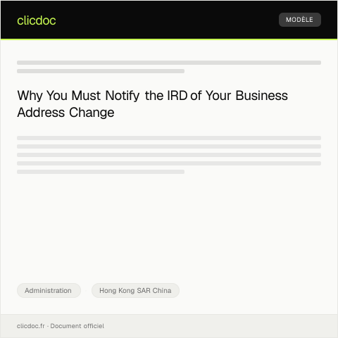 Document preview: Notification of Business Address Change — Administration, Hong Kong SAR China