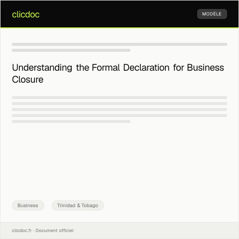 Document preview: Notification of Business Closure - Formal Declaration — Business, Trinidad & Tobago