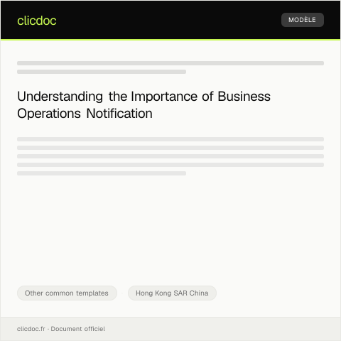 Document preview: Notification of Change in Business Operations (業務變更通知) — Other common templates, Hong Kong SAR China