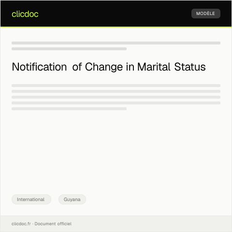 Document preview: Notification of Change in Marital Status for Passport and Immigration Records — International, Guyana