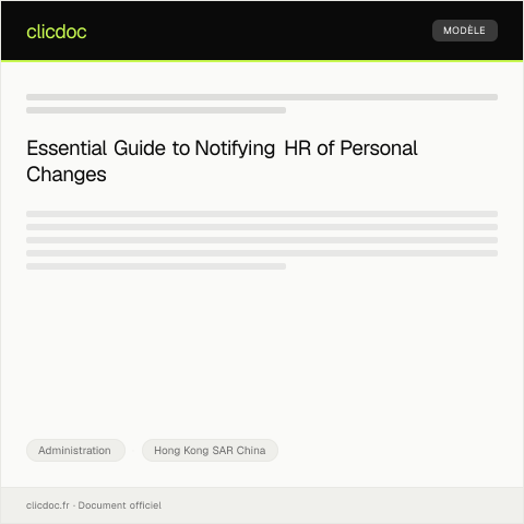Document preview: Notification of Change in Personal Details to Human Resources — Administration, Hong Kong SAR China