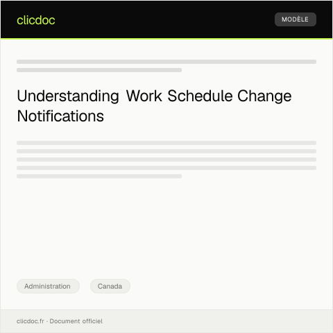 Document preview: Notification of Change in Work Schedule — Administration, Canada