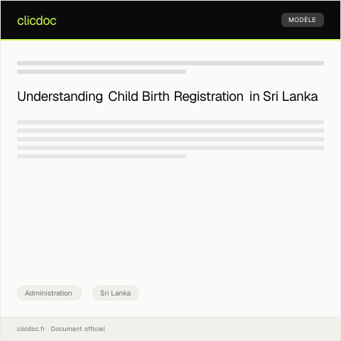 Document preview: Notification of Child Birth Registration at Local Registrar’s Office — Administration, Sri Lanka