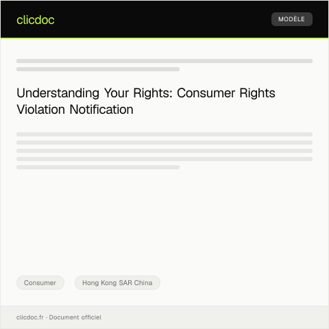 Document preview: Notification of Consumer Rights Violation 投訴消費者權益受侵害通知 — Consumer, Hong Kong SAR China