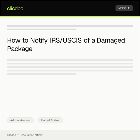Document preview: Notification of Damaged Package Delivery — Administration, United States
