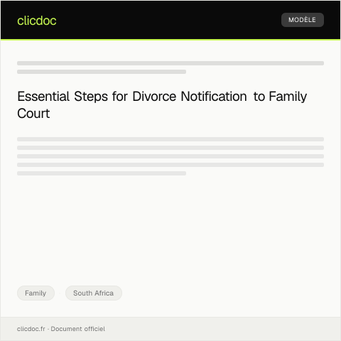 Document preview: Notification of Divorce Proceeding to Family Court — Family, South Africa