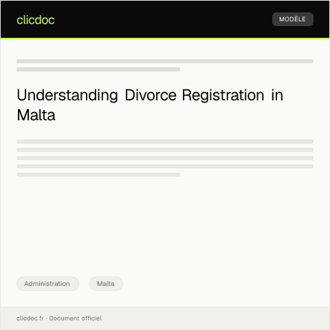 Document preview: Notification of Divorce Registration - Civil Status Registry — Administration, Malta