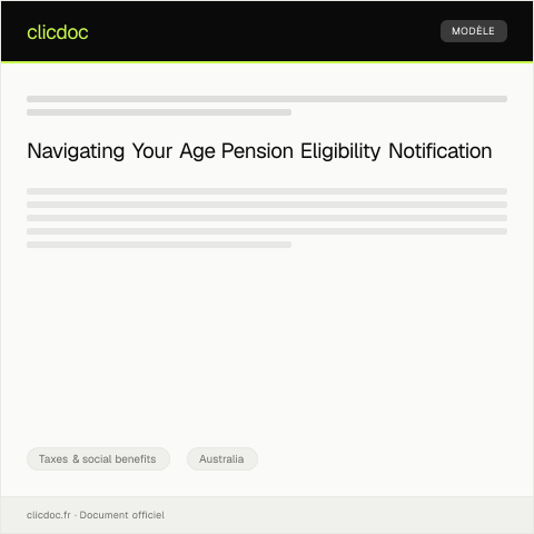 Document preview: Notification of Eligibility for Age Pension — Taxes & social benefits, Australia