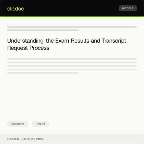 Document preview: Notification of Exam Results and Transcript Request — Education, Ireland