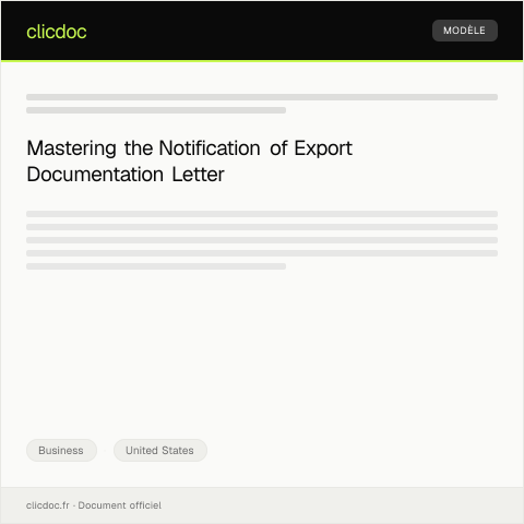 Document preview: Notification of Export Documentation — Business, United States