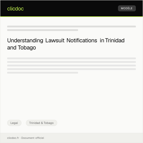 Document preview: Notification of Filing a Lawsuit Against a Business Entity — Legal, Trinidad & Tobago