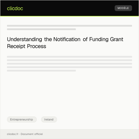 Document preview: Notification of Funding Grant Receipt — Entrepreneurship, Ireland