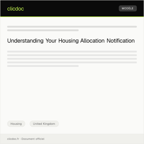 Document preview: Notification of Housing Allocation — Housing, United Kingdom