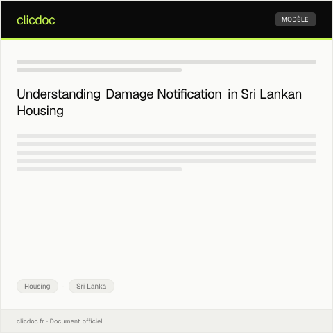 Document preview: Notification of Damage or Structural Issues in Housing — Housing, Sri Lanka