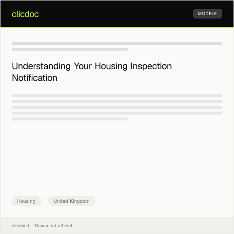 Document preview: Notification of Housing Inspection — Housing, United Kingdom