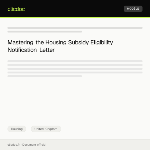 Document preview: Notification of Housing Subsidy Eligibility — Housing, United Kingdom