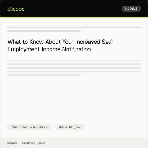 Document preview: Notification of Increased Self Employment Income — Other common templates, United Kingdom